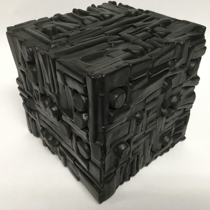 Untitled #1137 burnt wood cube (sold)
