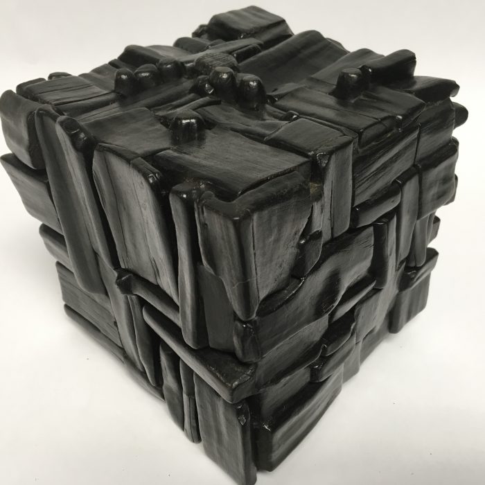 Untitled #1139 burnt wood cube (sold)